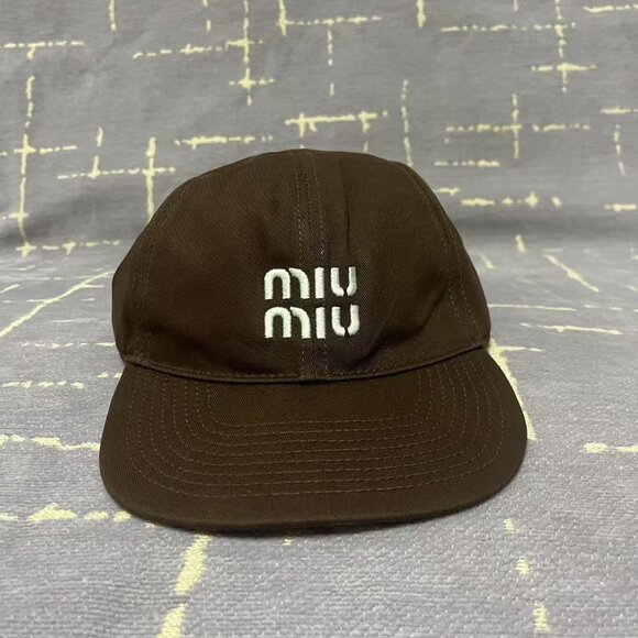 Miu Miu Brown Baseball Cap with Logo & Adjustable Cord - Picture 1 of 6